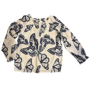 NWT GAP Blue and White Artistic Butterfly Blouse